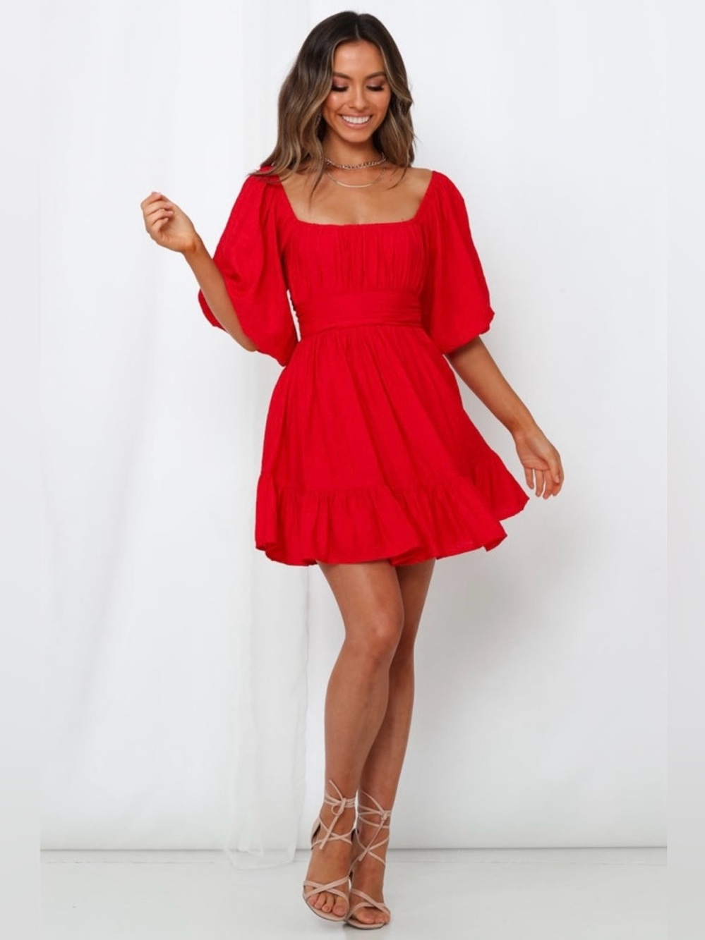Red Mini Ruffle Dress